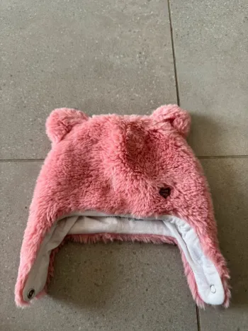 Bonnet rose Sucre d'orge 0/1 mois, très bon état