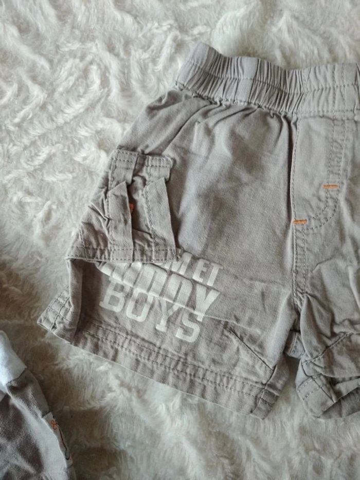 Ensemble (tee shirt+salopette+short) Garçon 6 mois dauphin pieuvre "ocean friends" 100% coton - photo numéro 15