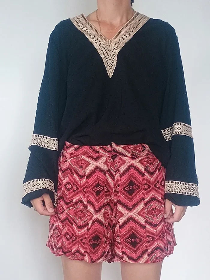 Chemise noire et liseret Shein XL