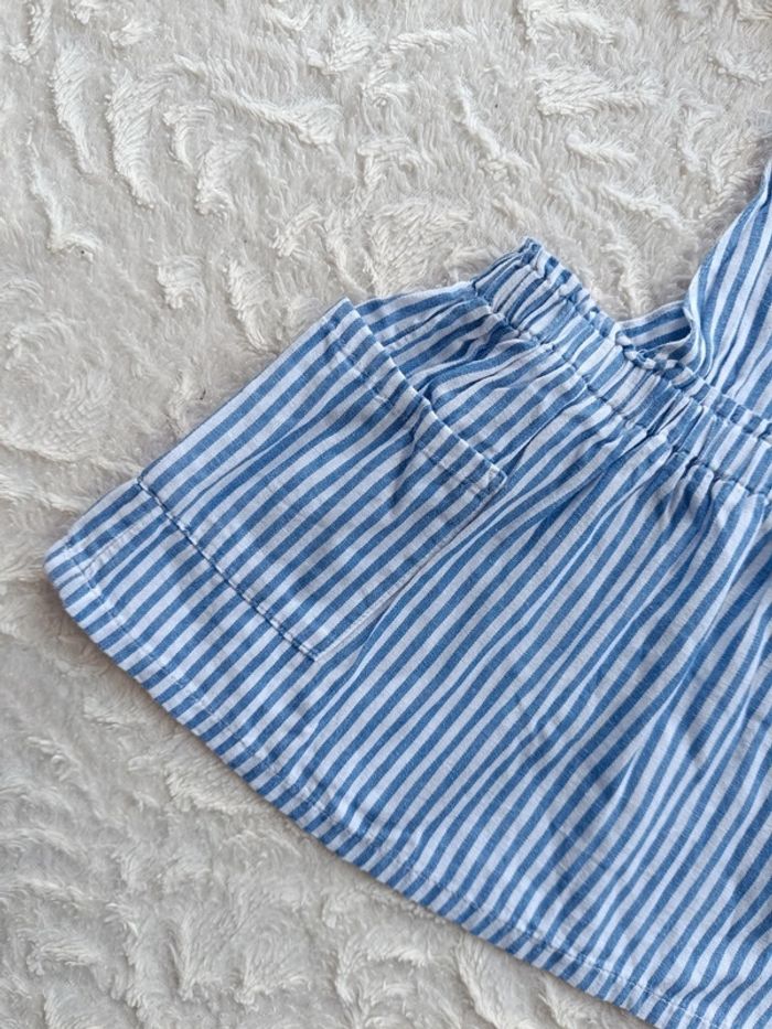 Robe bretelles style salopette rayures Fille 6/9 mois H&M 100% coton - photo numéro 4