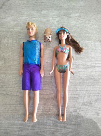 Lot Barbie + Ken + chiot – bon état – petit prix