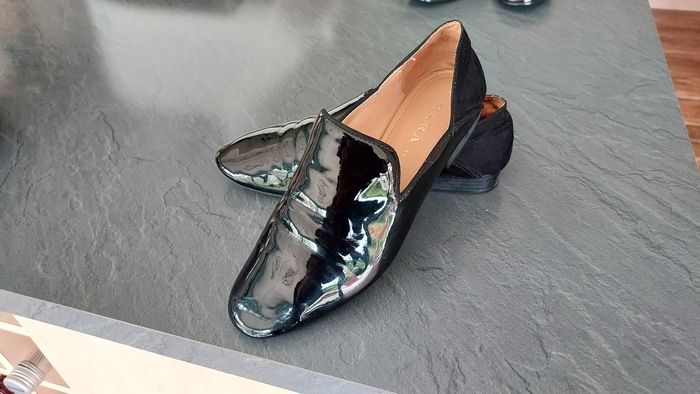 Mocassins zara vernis noir souple