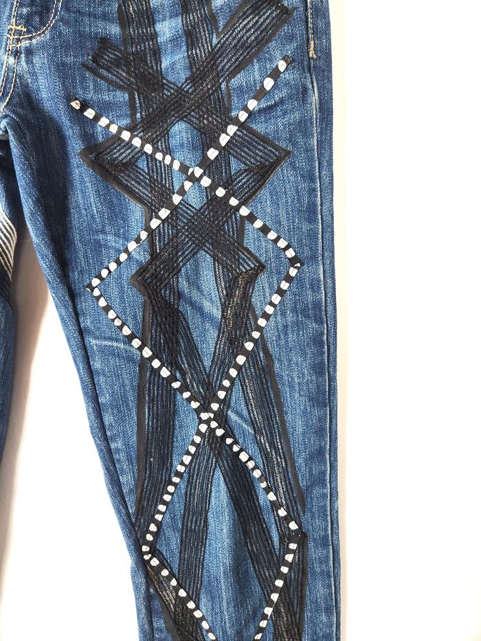 Jeans Femme Save The Queen Taille L FR39/40 W30 - Denim Brodé Motifs Graphiques Fantaisie - photo numéro 3