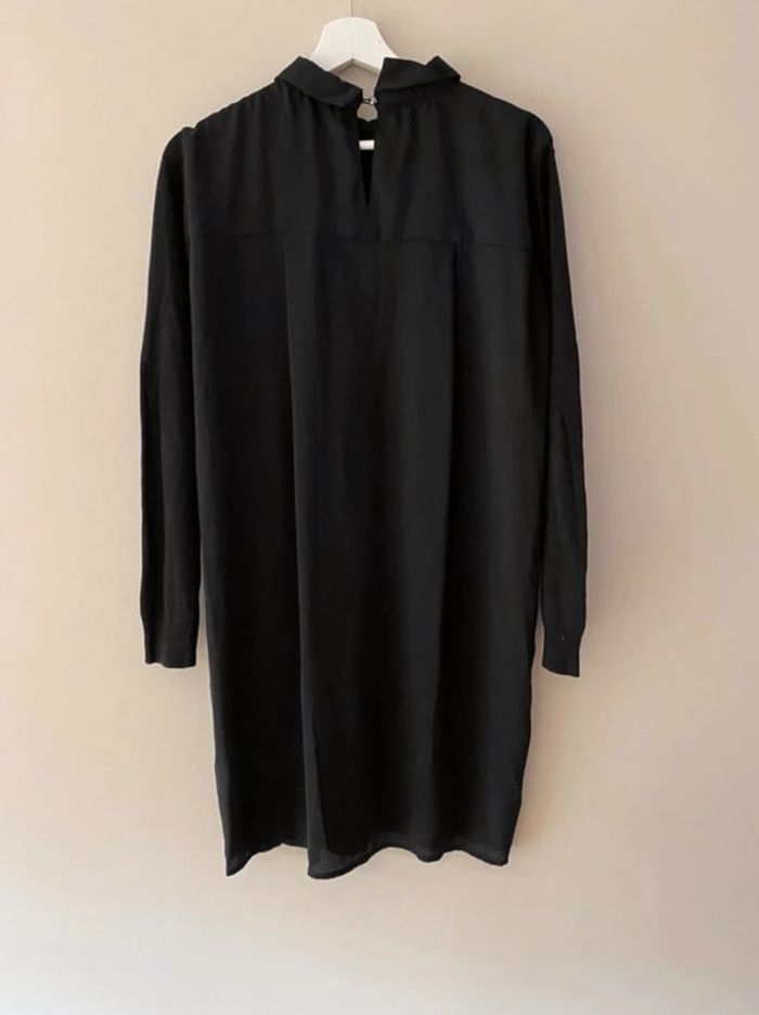 Robe noire bimatière col Claudine - photo numéro 2