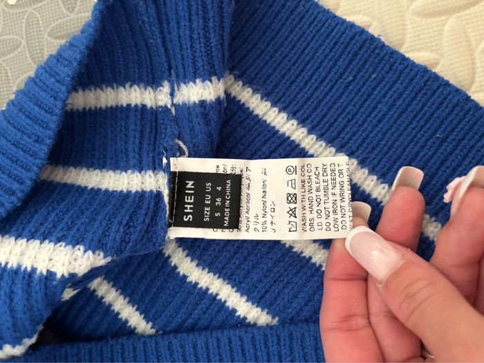 Pull à rayures zippé bleu azur - photo numéro 4