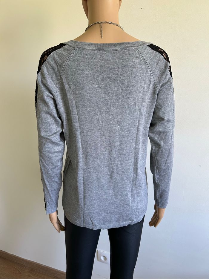 Pull gris et noir à manches longues Morgan taille M état satisfaisant - photo numéro 5