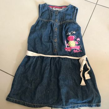 Robe jeans sans manches motifs nounours rose 6 ans