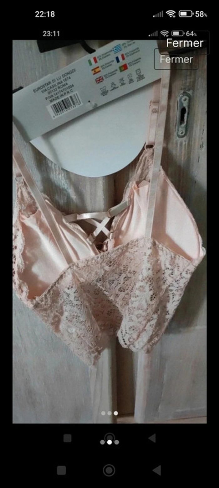 Croc top dentelle rose clair taille s - photo numéro 3