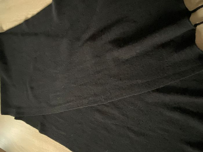 Grande et large écharpe noir en laine avec pompons, écharpe, noire, pompons, grande, femme, hiver, c - photo numéro 4