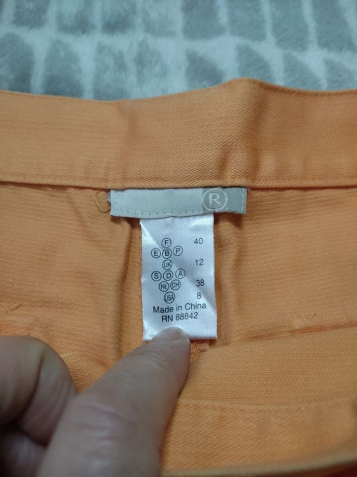 Pantalon court droit orange ajusté à pinces orange la redoute taille 40 - photo numéro 3