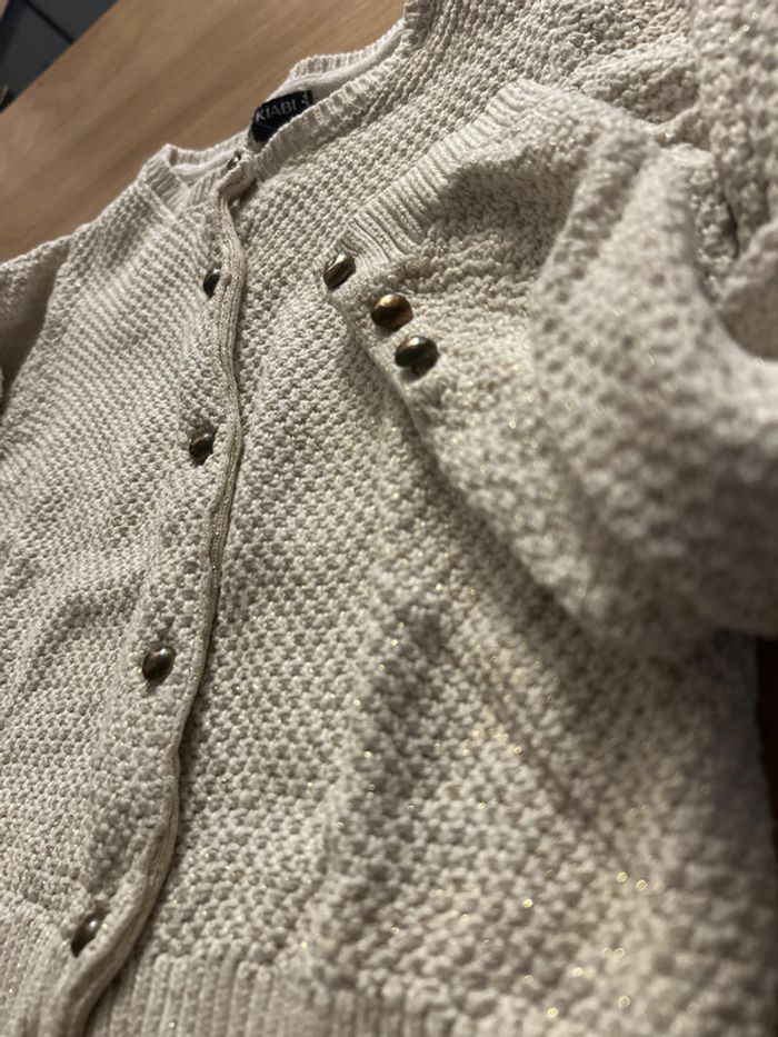 Gilet crème avec fil doré - photo numéro 4