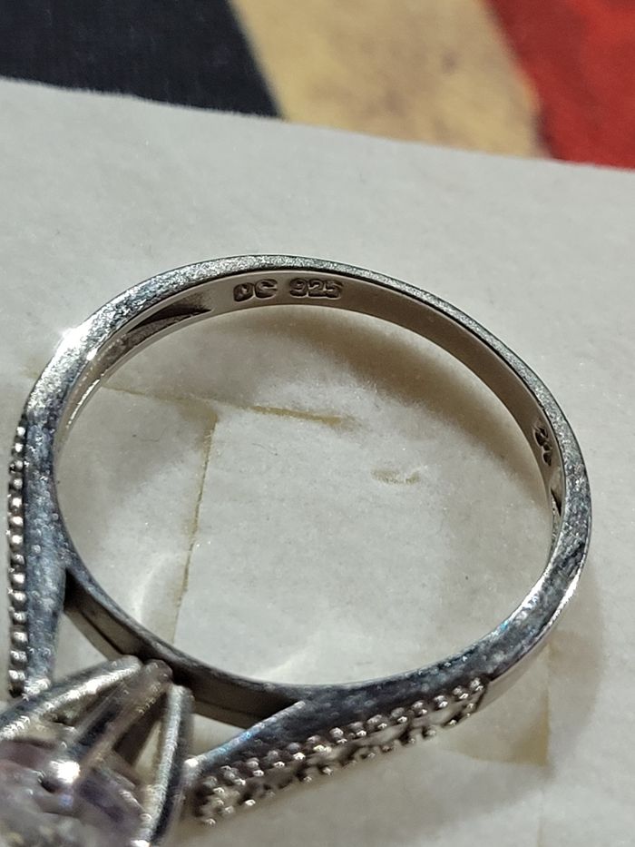 Duo bague solitaire et alliance en argent et zirconium parfaite états taille 54 - photo numéro 3