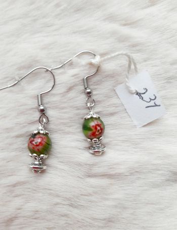 Boucles d'oreilles ethnique hippie vert orange