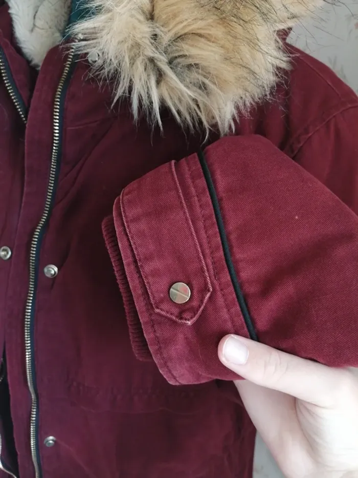 Manteau à capuche bordeaux fourré avec poches et lien à serrer / pimkie / (M-L) - photo numéro 8