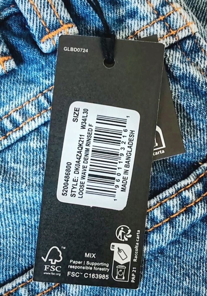 Jean Dickies neuf- loose wave ample- bleu clair délavé- T44 W34 - photo numéro 6