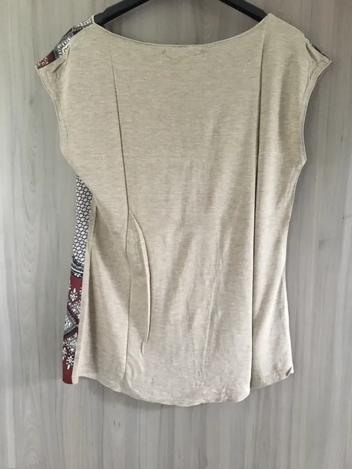 T-shirt beige fantaisie camaïeu T.38 - photo numéro 6