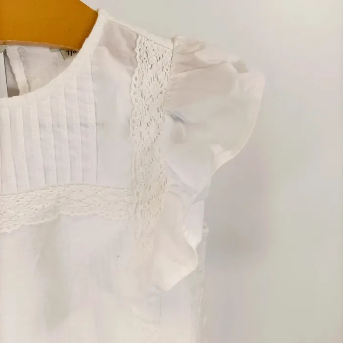 Robe blanche sans manches blanche été 7/8 ans River Island brodé à froufrou A346 - photo numéro 2
