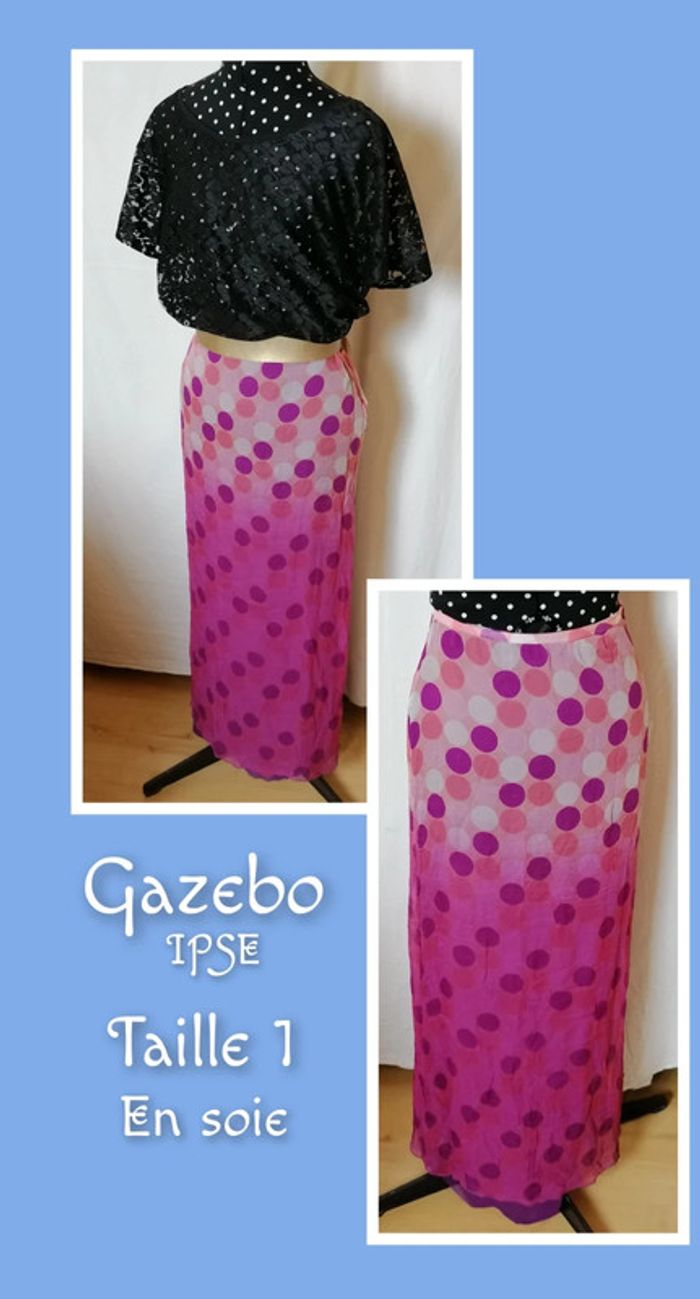 Jupe longue violet rose en soie vintage Taille 1 Gazebo