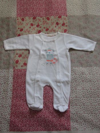 Pyjama velours blanc 1 mois