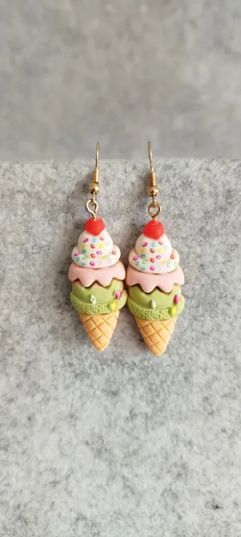 🍄 Boucles d’oreilles ▪ glace trois boules colorées