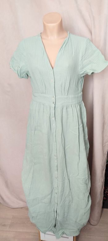 Robe longue vert sauge gaze de coton L vero moda