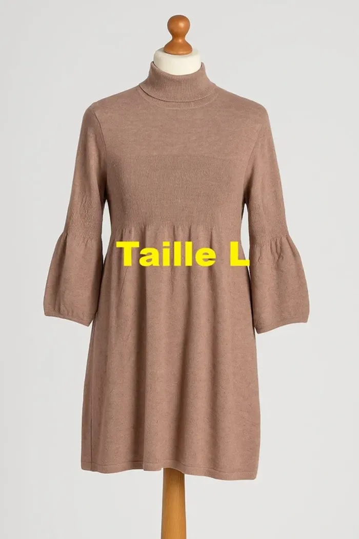 Robe avec col roulé beige marron Naf Naf Taille L
