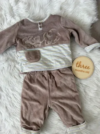 Pyjama bébé marron chaud – 3 mois 🤎👶