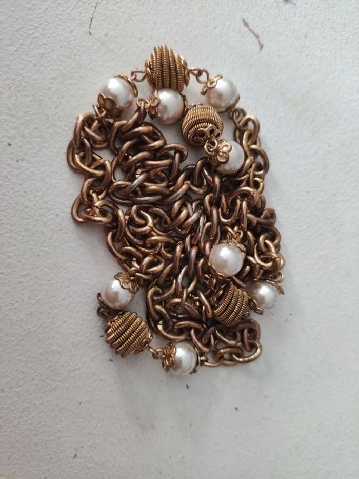 Collier sautoir vintage perles et metal - photo numéro 6