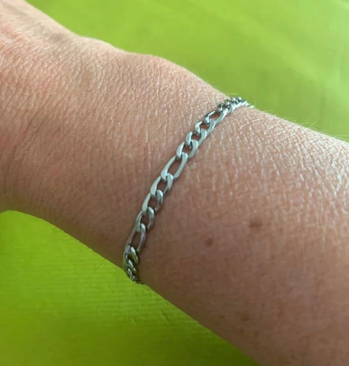 Bracelet chaîne en acier inoxydable argenté 16 cm