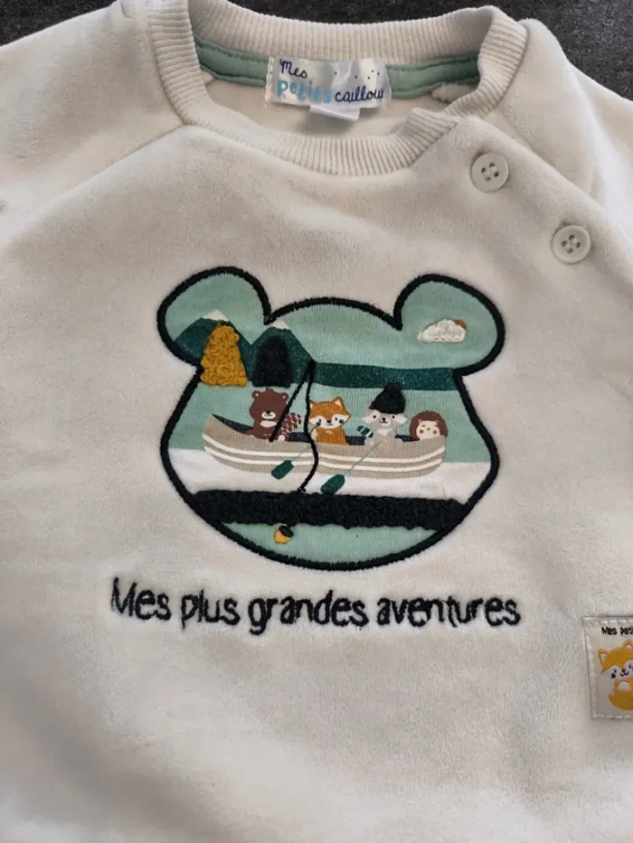 Pull doublé tout doux tout chaud garçon 6 mois Mes petits Cailloux - photo numéro 4