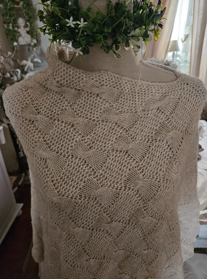 Pull poncho asymétrique beige Taille Unique (42/44)