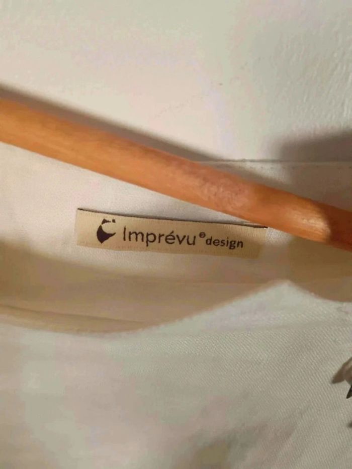 C5 top blanc en lin Imprévu L - photo numéro 3