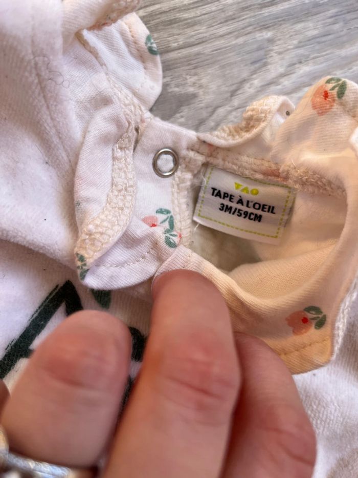 Lot de 2 pyjamas 1 velour et 1 coton bébé fille 3 mois - photo numéro 5