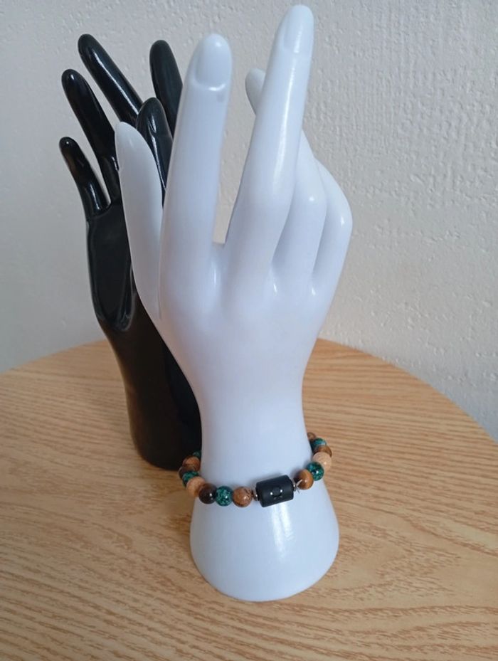 Idée cadeau femme homme Bracelet constellation signé zodiaque en pierre naturelles malachite taureau
