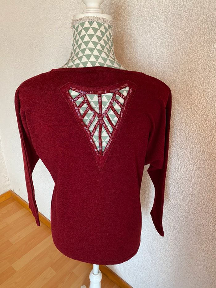 Pull Bordeaux Col V - photo numéro 2