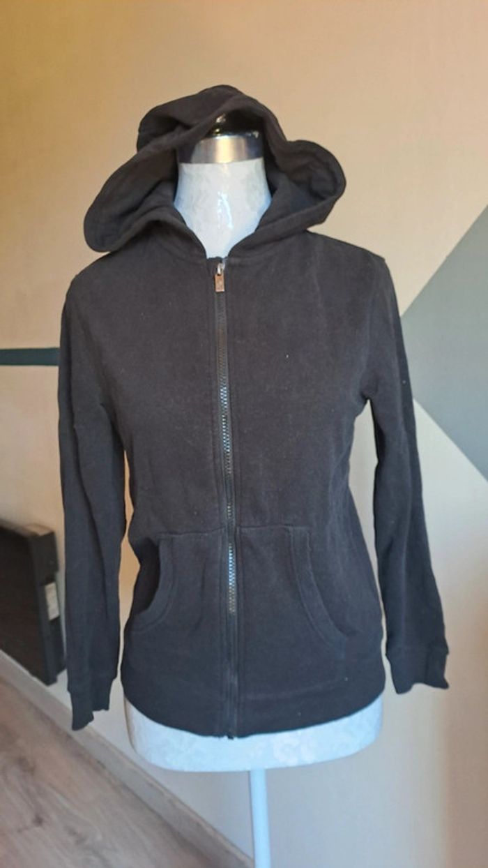 💚Sweat zippé noir à capuche – basique unisexe – 12 ans - photo numéro 3