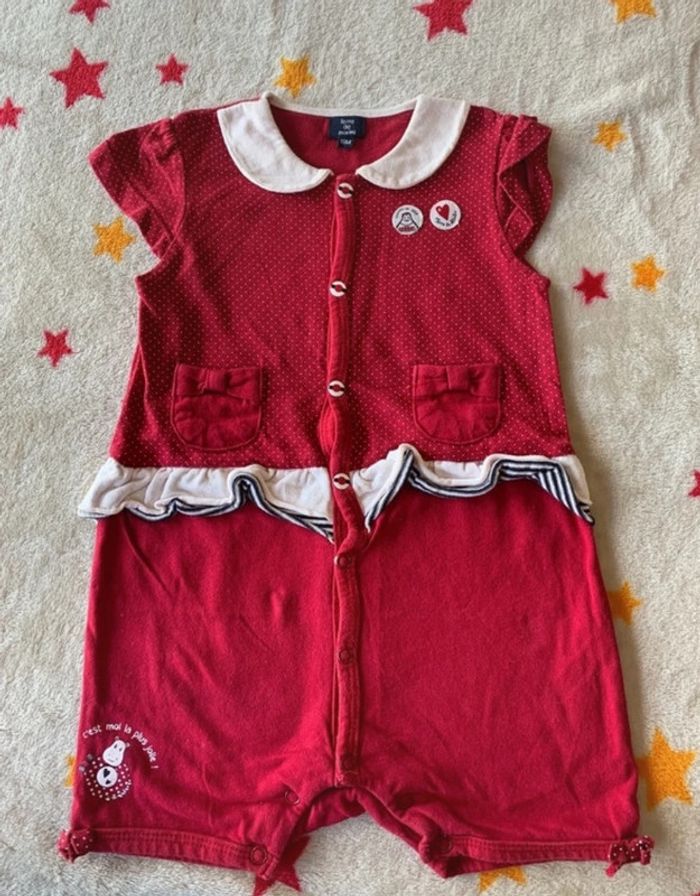 Barboteuse Terre de Marins Rouge à Pois Blanc 18M