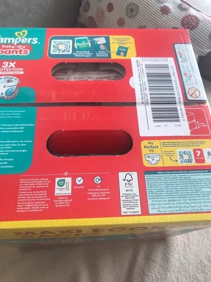 Neuf maxi paquet de couches pampers baby dry pants taille 7 soit 62 couches - photo numéro 2
