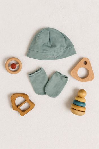 Bonnet et gant en coton 3/6mois