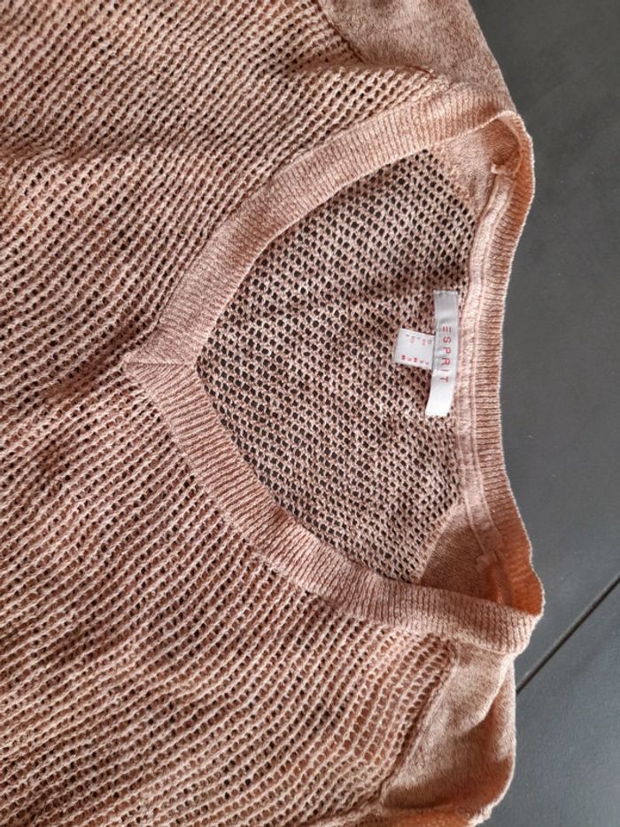 Pull col V Esprit (abricot), M / 38 / 10 - photo numéro 2