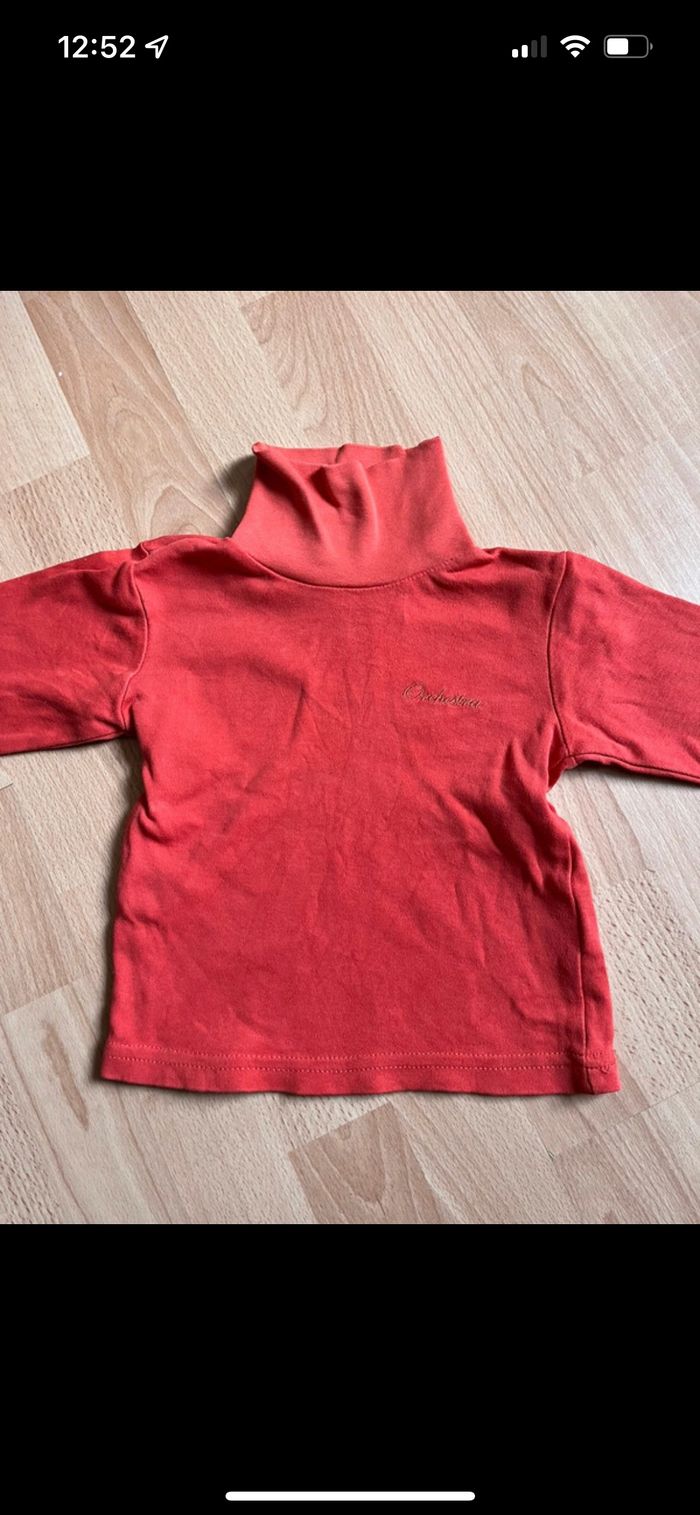 Beau sous-pull orange ORCHESTRA T. 2 ans/92 cm garçon TBE - photo numéro 3