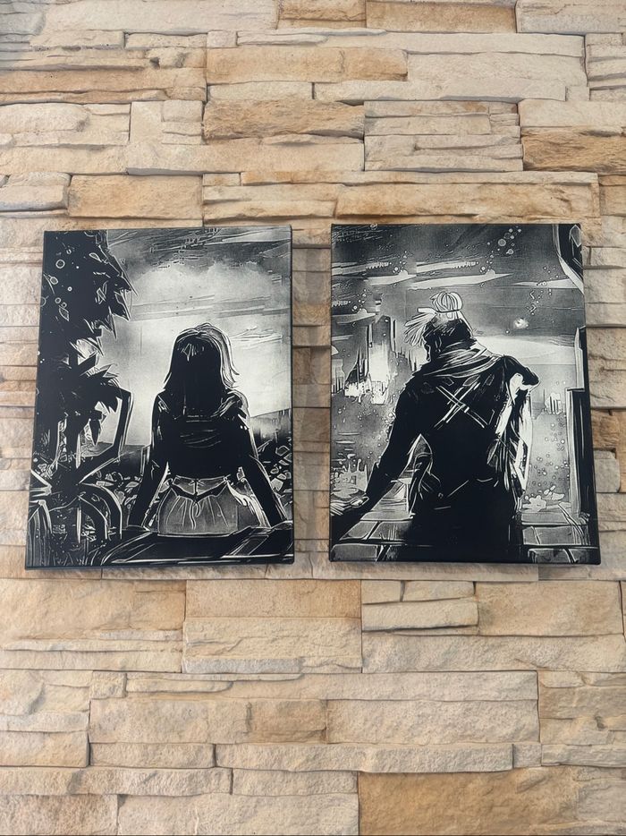 Lot de 2 tableaux Jinx et Ekko scène mythique Arcane en toile 30x40cm - photo numéro 7