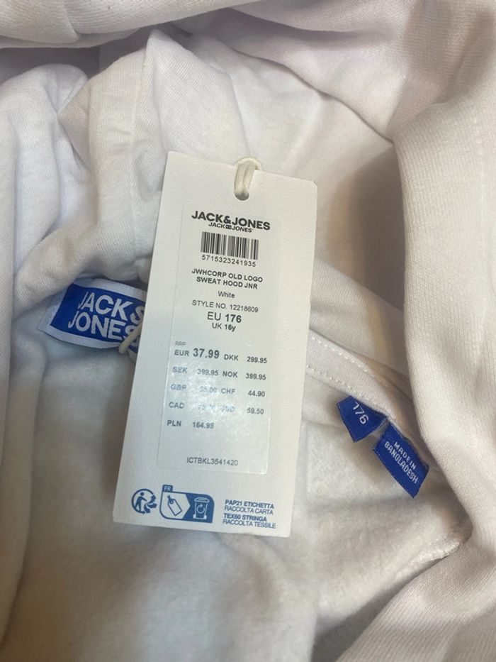 Sweat blanc Jack&Jones taille 16 ans neuf - n7m - photo numéro 4