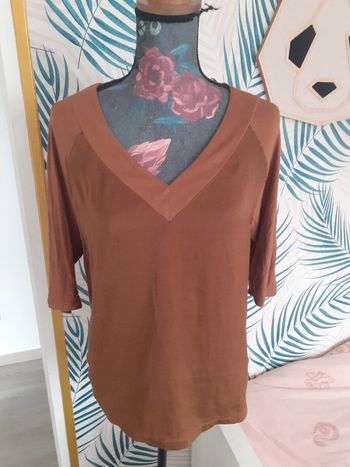Tee-shirt manches 3/4 marron S
