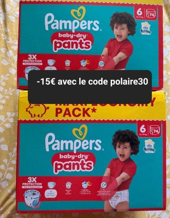 Deux carton couche Pampers taille 6 normal