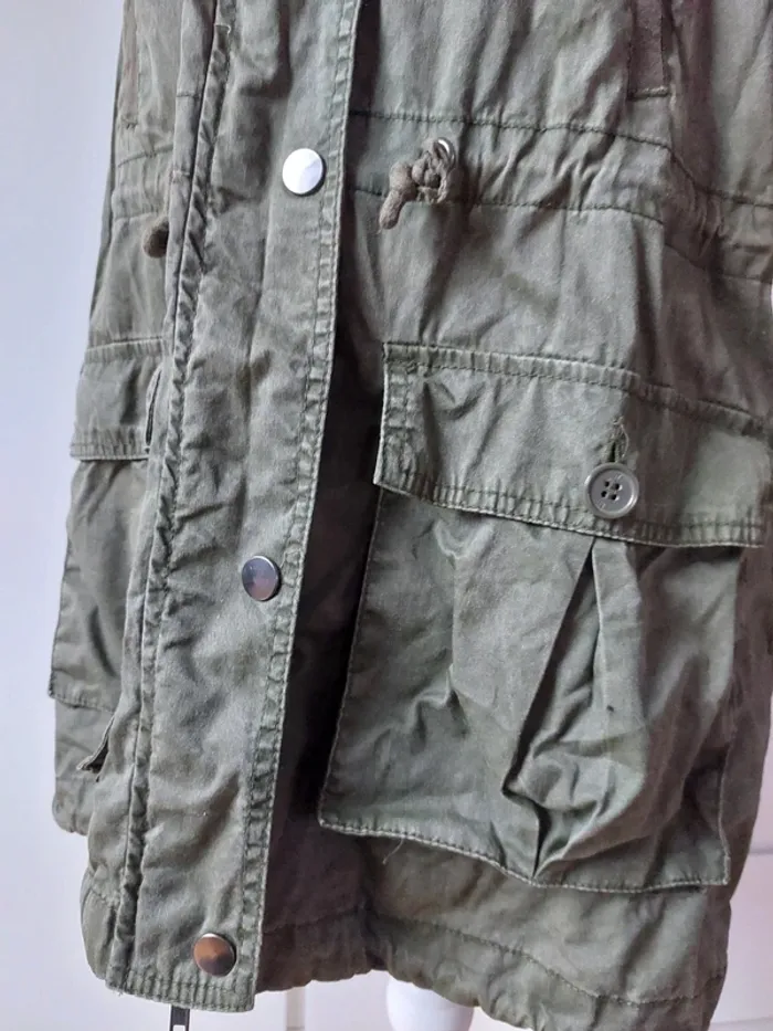 Parka non doublée kaki en coton - photo numéro 5