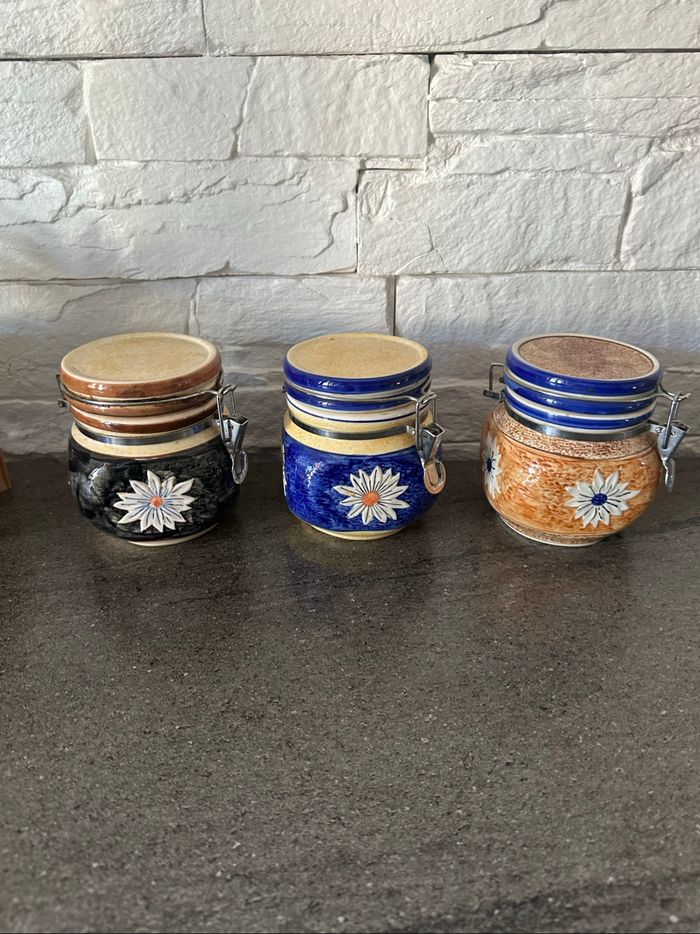 Lot de 3 pots  à  café ,  sucre