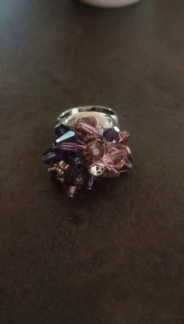 Bague fantaisie argentée et violette Bala Boosté - photo numéro 3