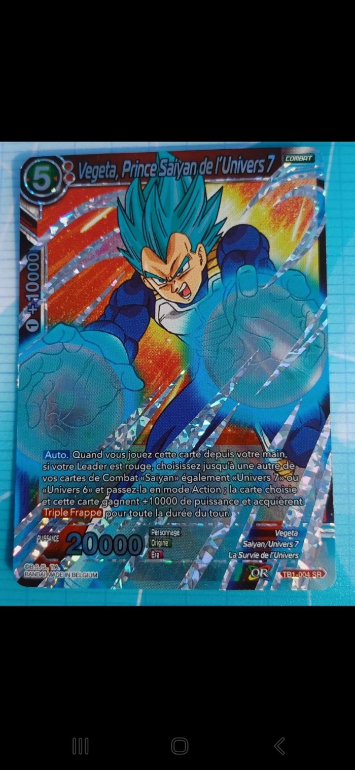Carte Rare Dragon Ball super, Végéta Prince Saiyen de l'univers 7 - photo numéro 3