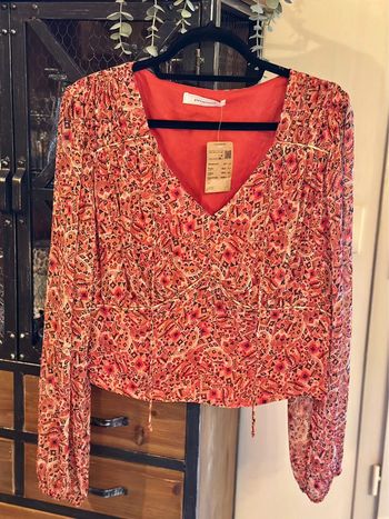 Blouse cropped imprimé corail Promod taille 44 Neuf